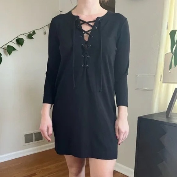 Free People | Lace Up Casual Popover Mini Dress - Picture 2 of 8